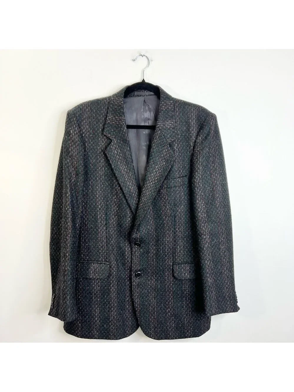 Vintage 100% wool black multi colour tweed blazer 40 R - Picture 5 of 12